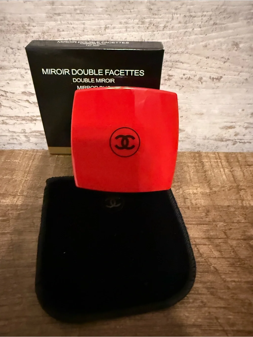 CHANEL beauty red Compact Mirror double sided
